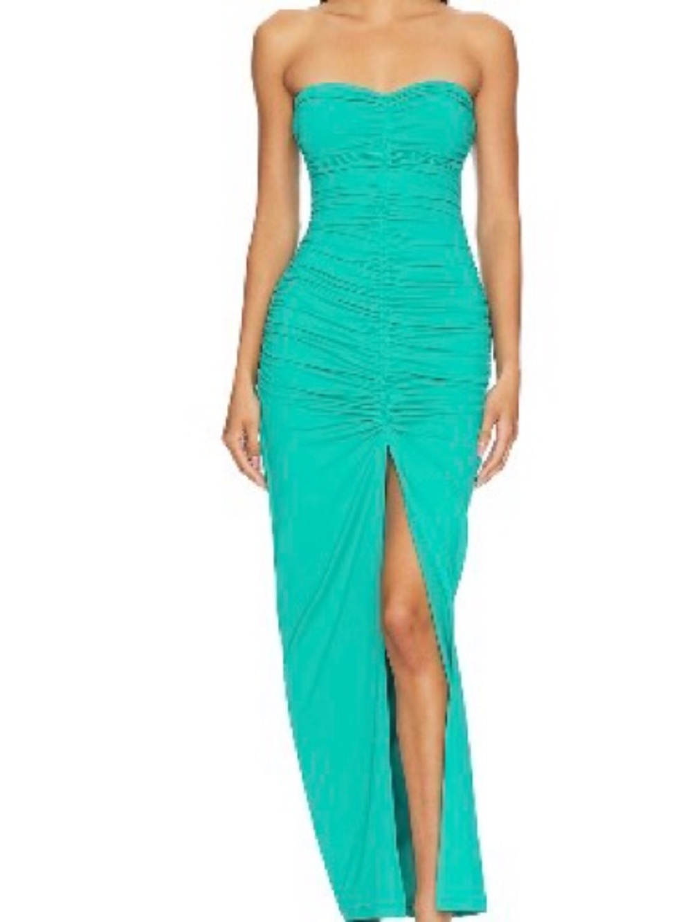 Susana Monaco Strapless Ruched Maxi Dress in Teal